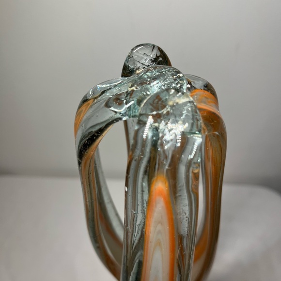 Arklahoma Co Art Glass Vase aka Sooner Ozark White Orange Swirl. VINTAGE 17” - Picture 9 of 11